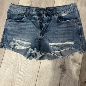 Blank NYC Ripped Indigo Jean Shorts
